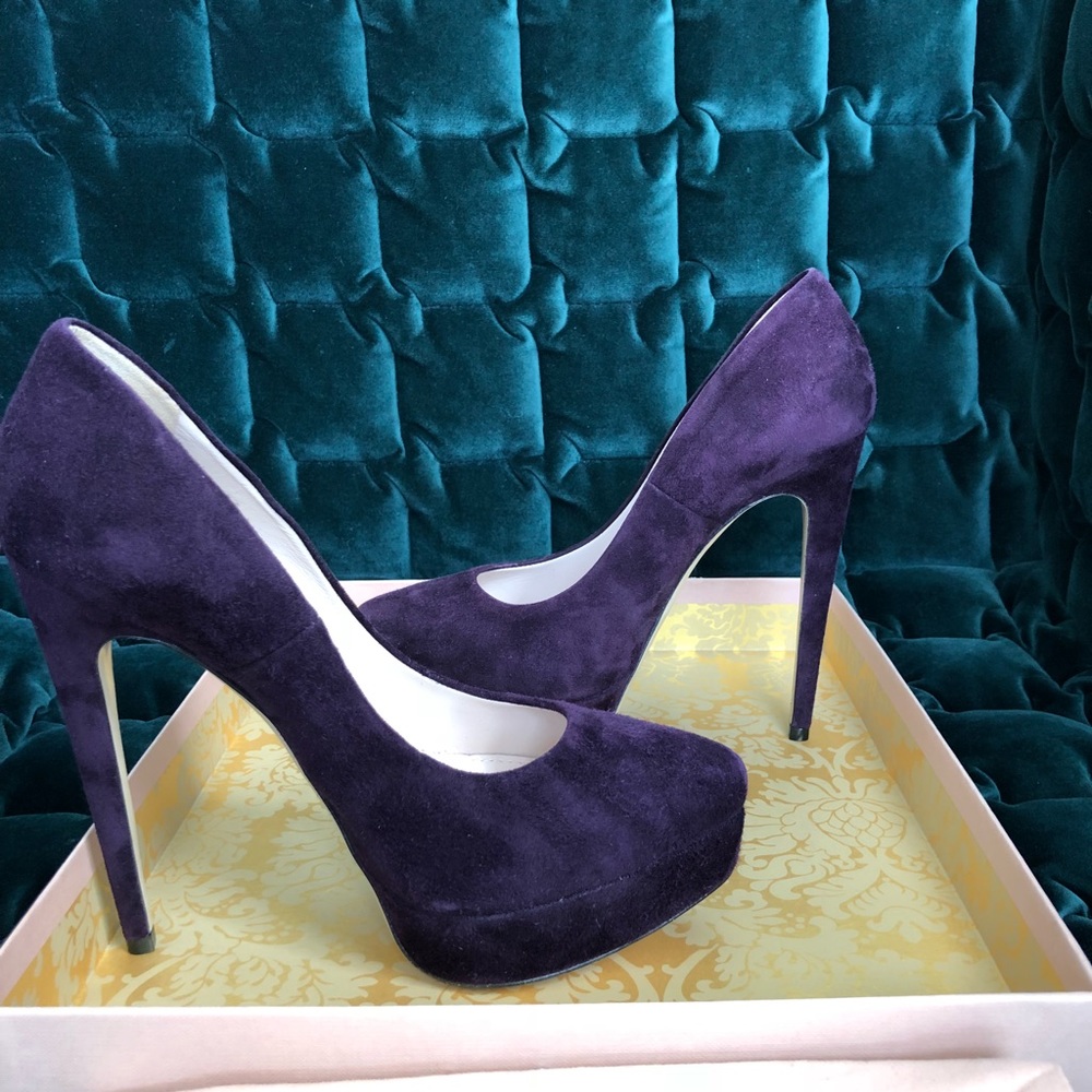 Miu Miu Suede Almond Toe Platform Pump 35